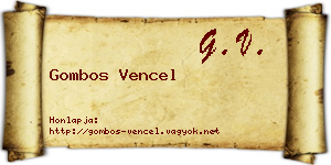 Gombos Vencel névjegykártya